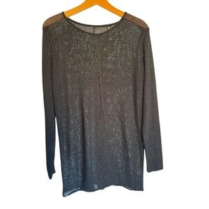 ISDA & CO Black Sheer‎ Knit Long Sleeve Top Women's M
